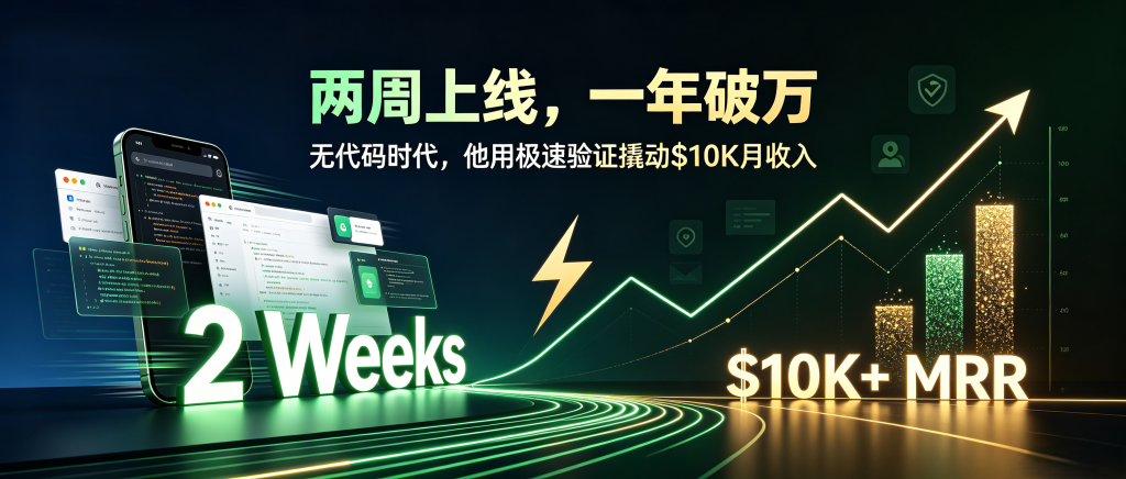 两周上线、一年破万：无代码时代，他如何用“极速验证”撬动$10K月收入？