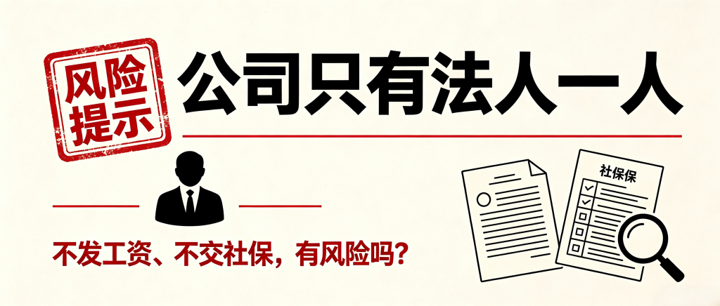 公司只有法人一人，不发工资、不交社保，有风险吗？