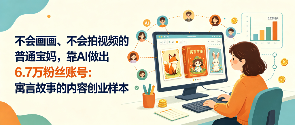不会画画、不会拍视频的普通宝妈,靠AI做出6.7万粉丝账号:寓言故事的内容创业样本